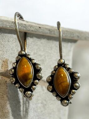 Sterling Silver Tiger's Eye Drop Earrings